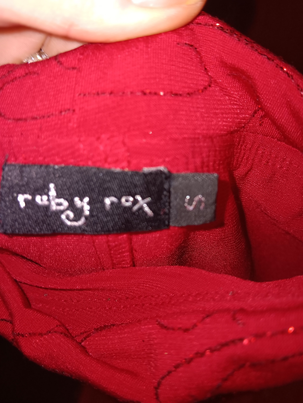 Ruby Rox Red Embellished Midi Dress with Ruffle Hem - Picture 4 of 4